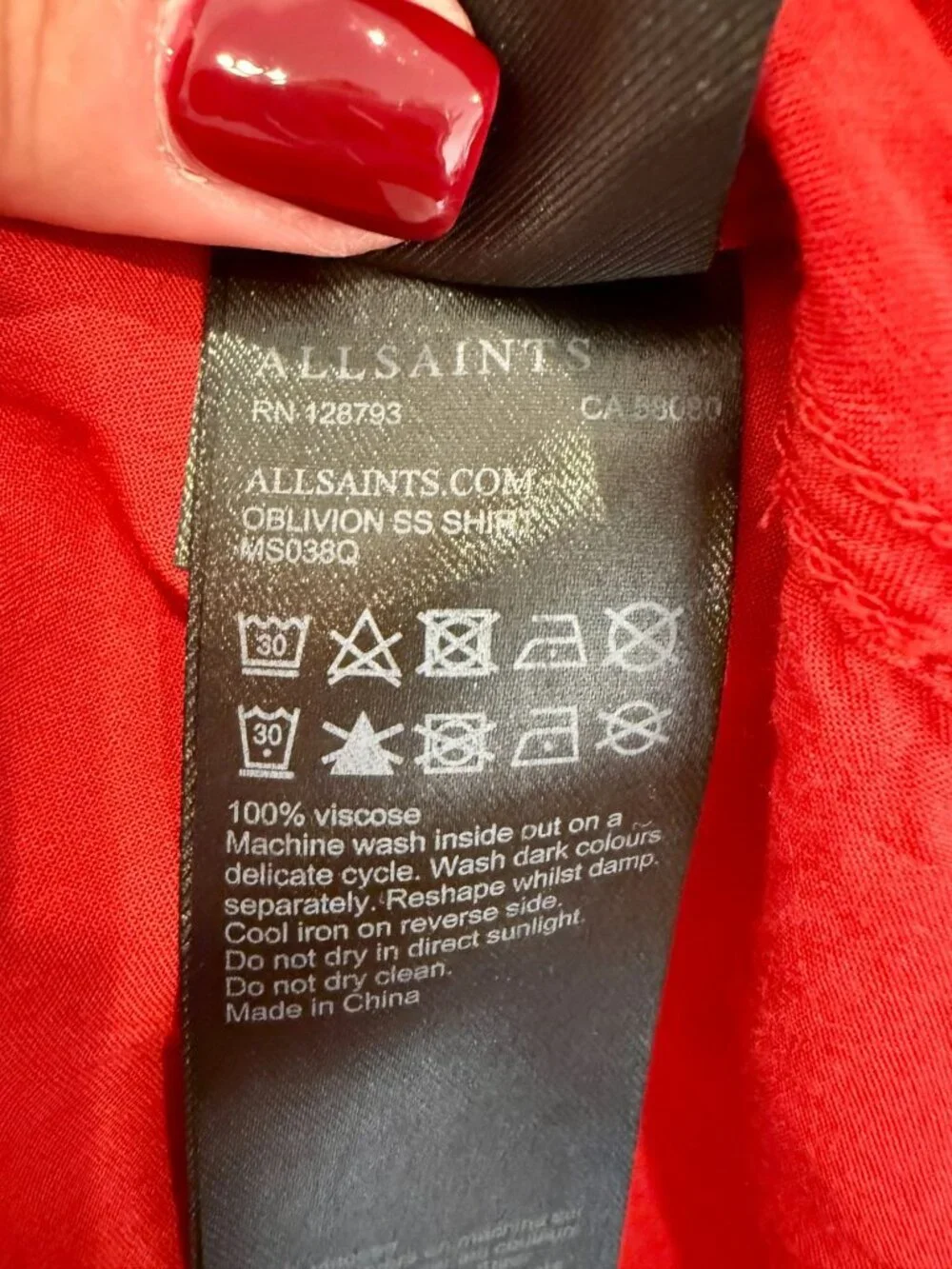 Allsaints The Nowhere Times RELAXED Fit Camp Shirt In Flash Red - Size M